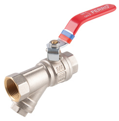 Zawór kulowy nakrętno-nakrętny z dźwignią, z filtrem, 1/2 cala, F-Power