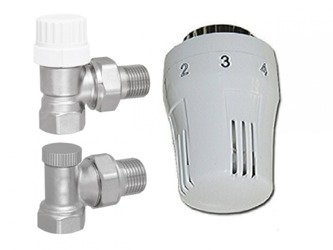KĄTOWY ZESTAW TERMOSTATYCZNY GŁOWICA+ZAWORY