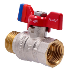 Kurek kulowy nakrętno-wkrętny z motylkiem, 1/2 cala, F-Comfort