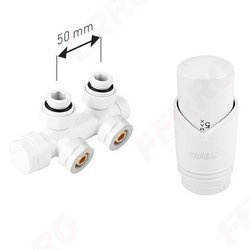 Ferro zestaw termostatyczny zespolony kątowy z głowicą kolor biały