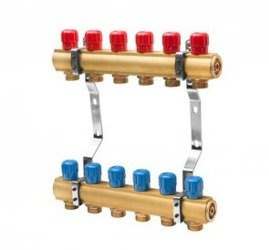 Rozdzielacz Mosiężny CO z zaworami 2 obwody
